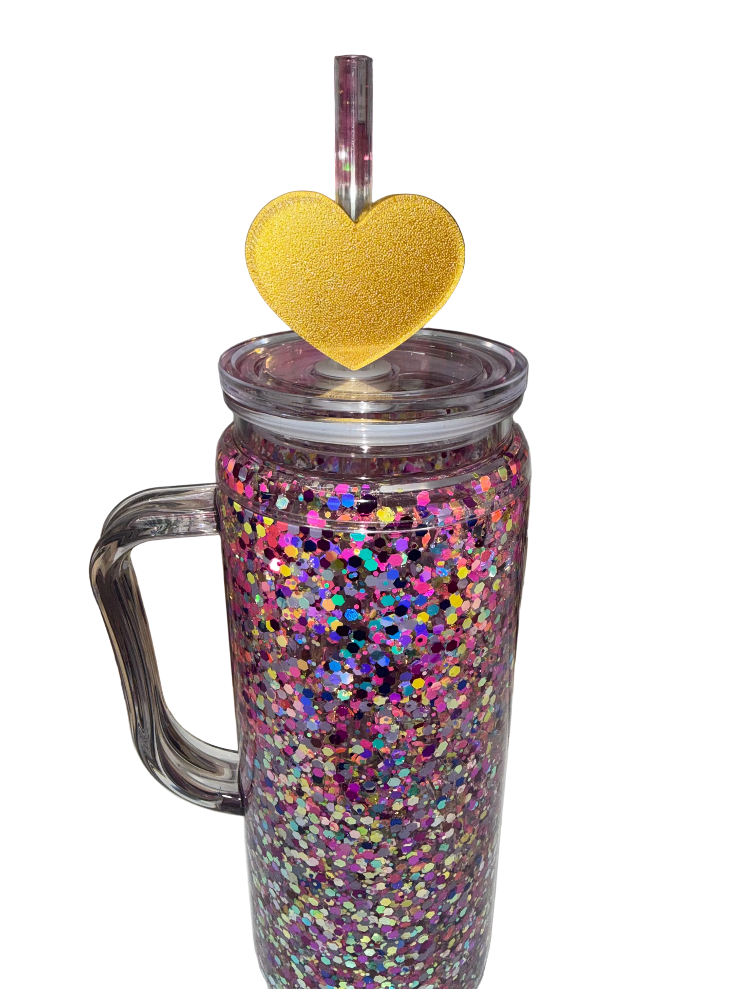Gold Heart 3D Straw Topper
