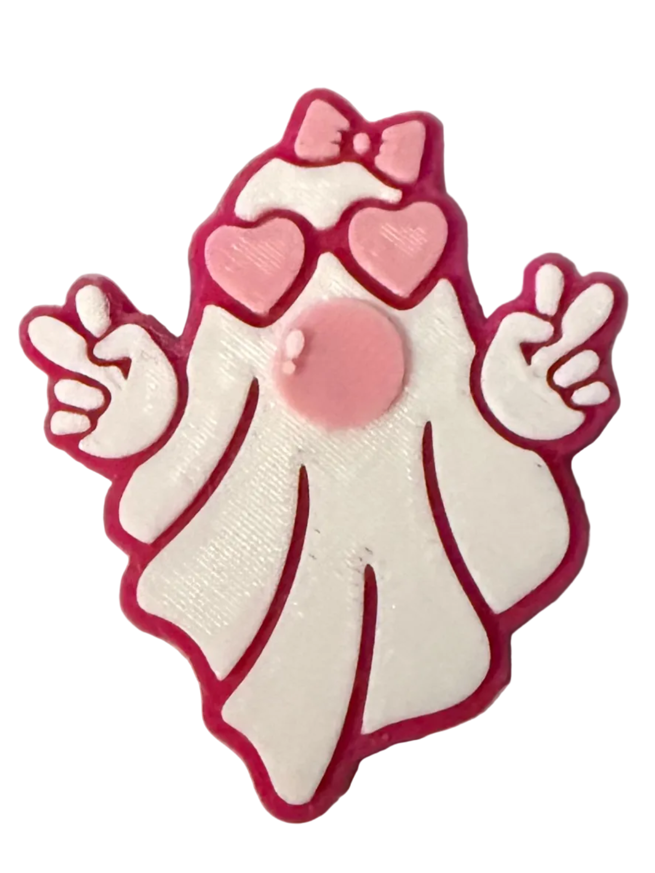 Hot Pink Bubblegum Ghostie 3D Straw Topper