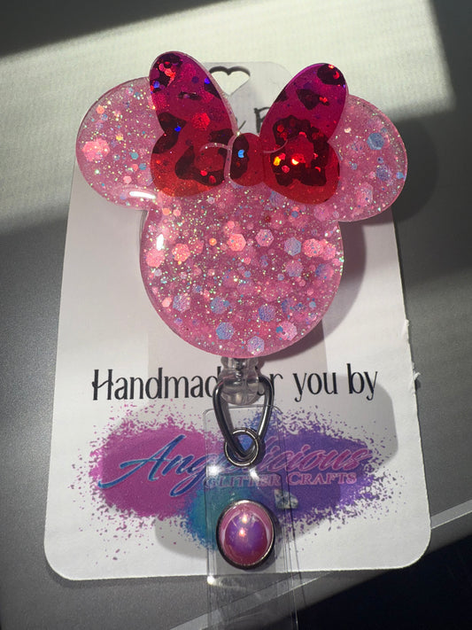 Pink Mouse Badge Reel