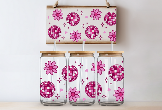 Pink Disco Balls with Flowers
