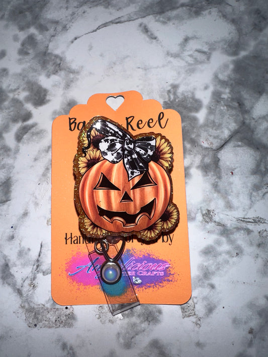 Pumpkin Bow Badge Reel