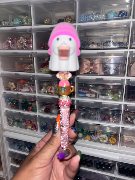 Ghostie with Pink Beanie Pen