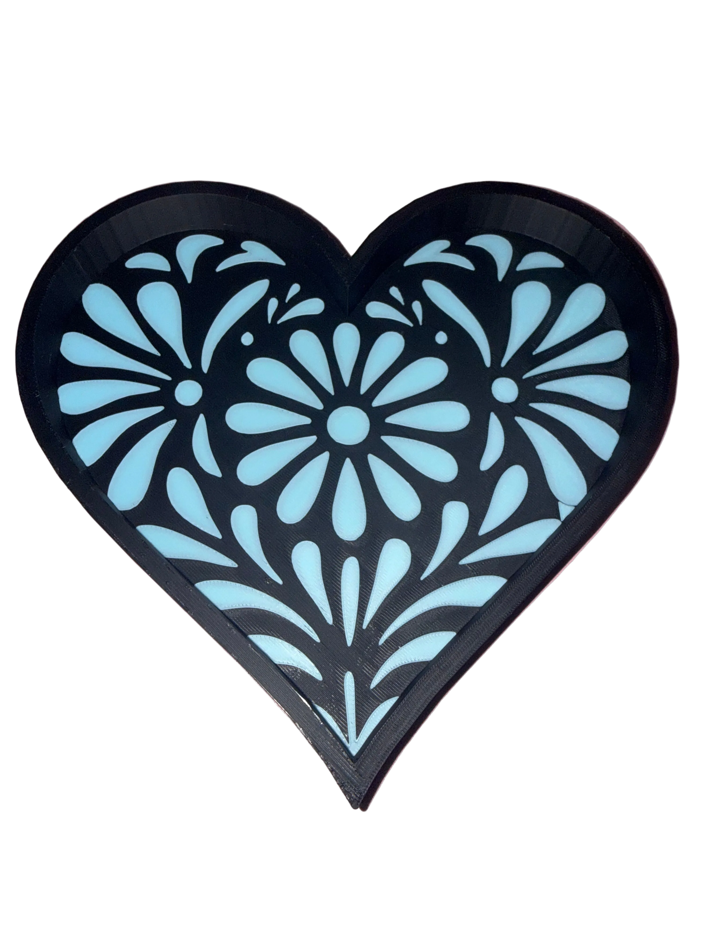 Talavera Heart Trinket Tray Blue & Black- Large