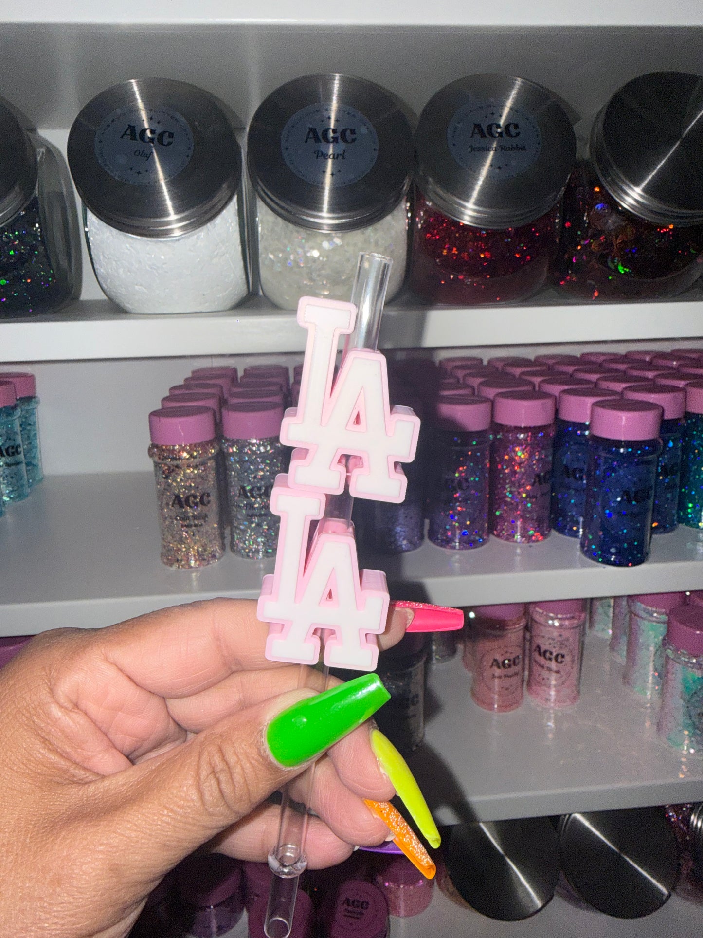 Pink LA 3D Straw Topper