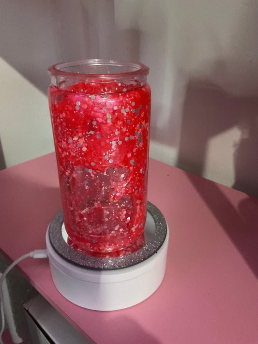 Pink Glitter Lava Drip Snow Globe