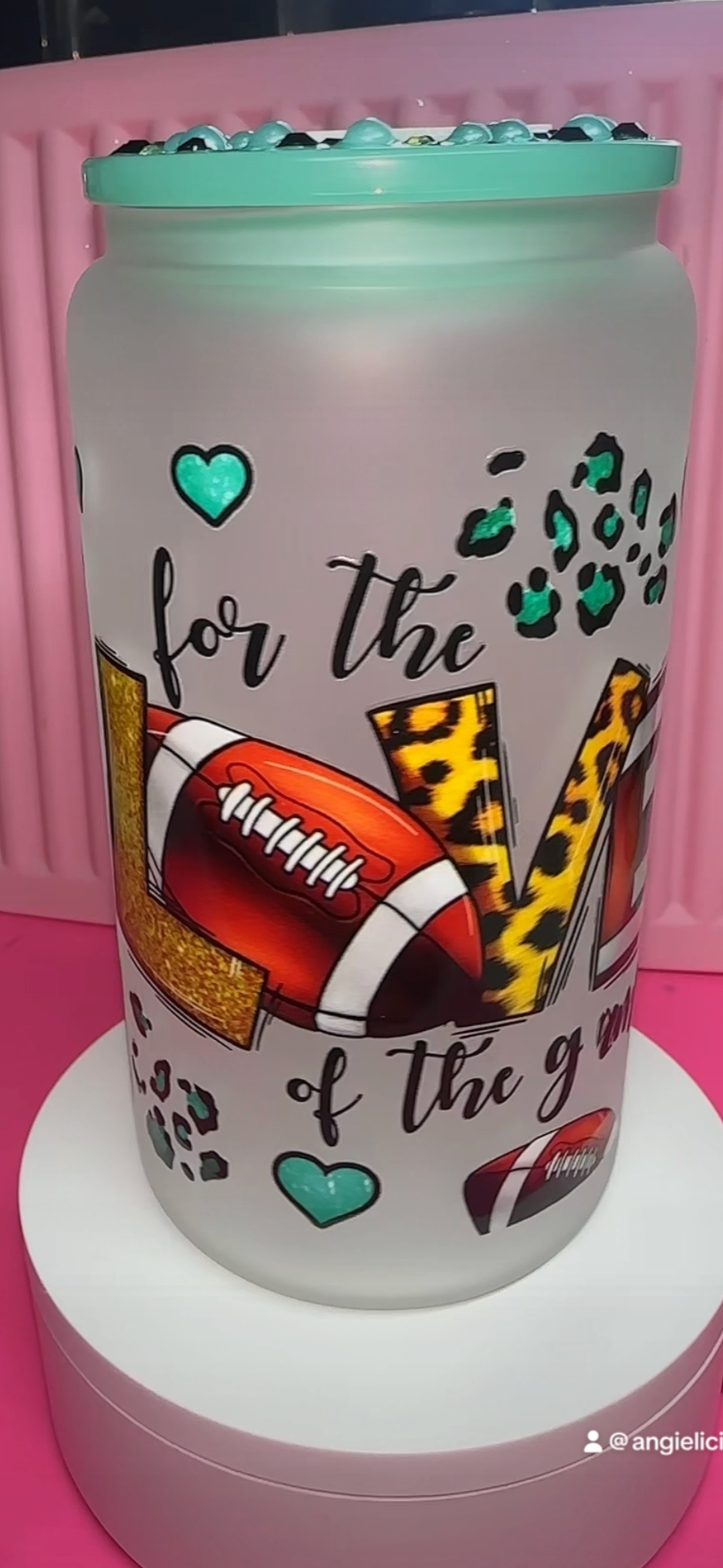 Football Frosted Glass Tumbler