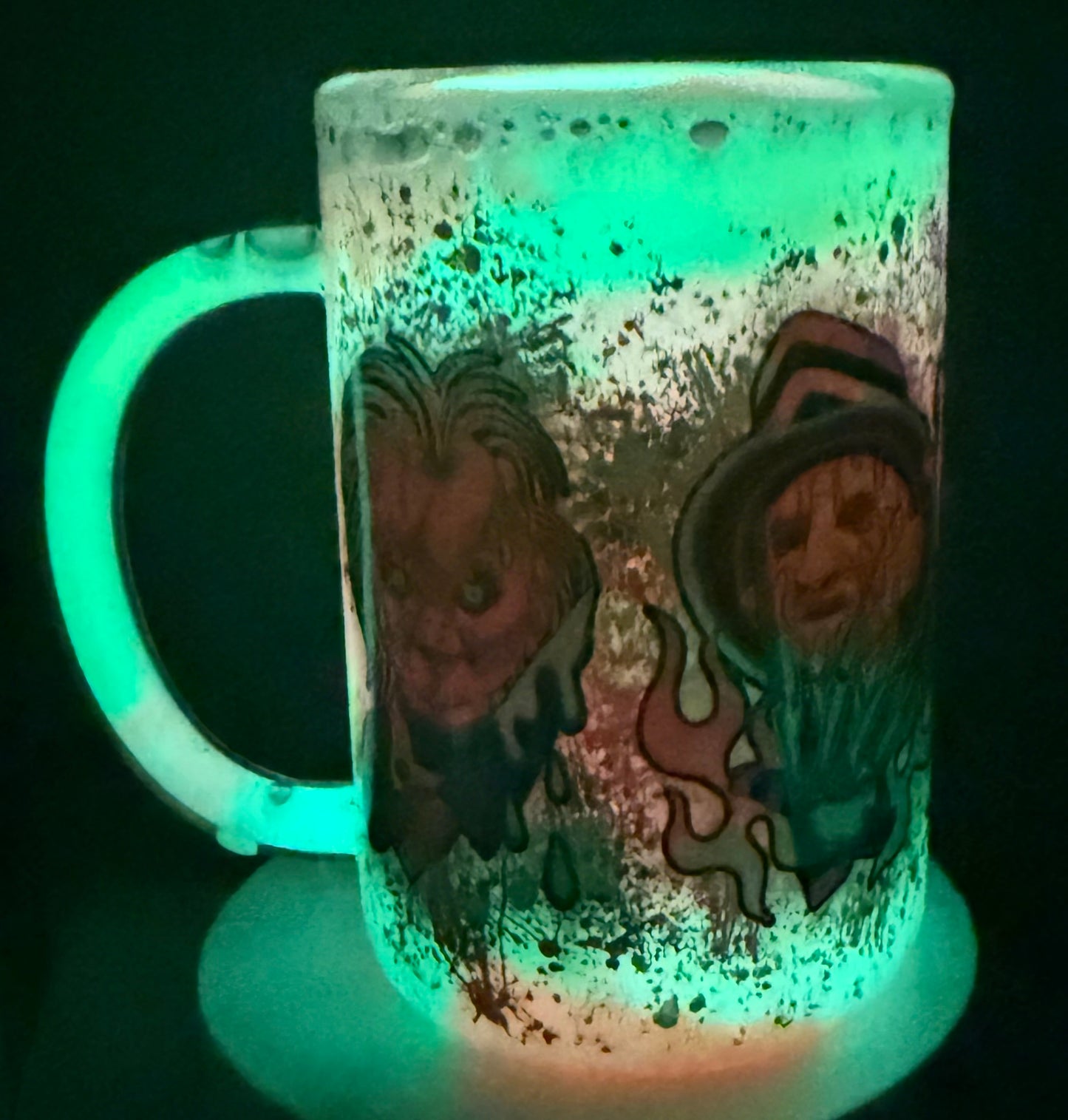 Glow in the dark paint snow globe mug