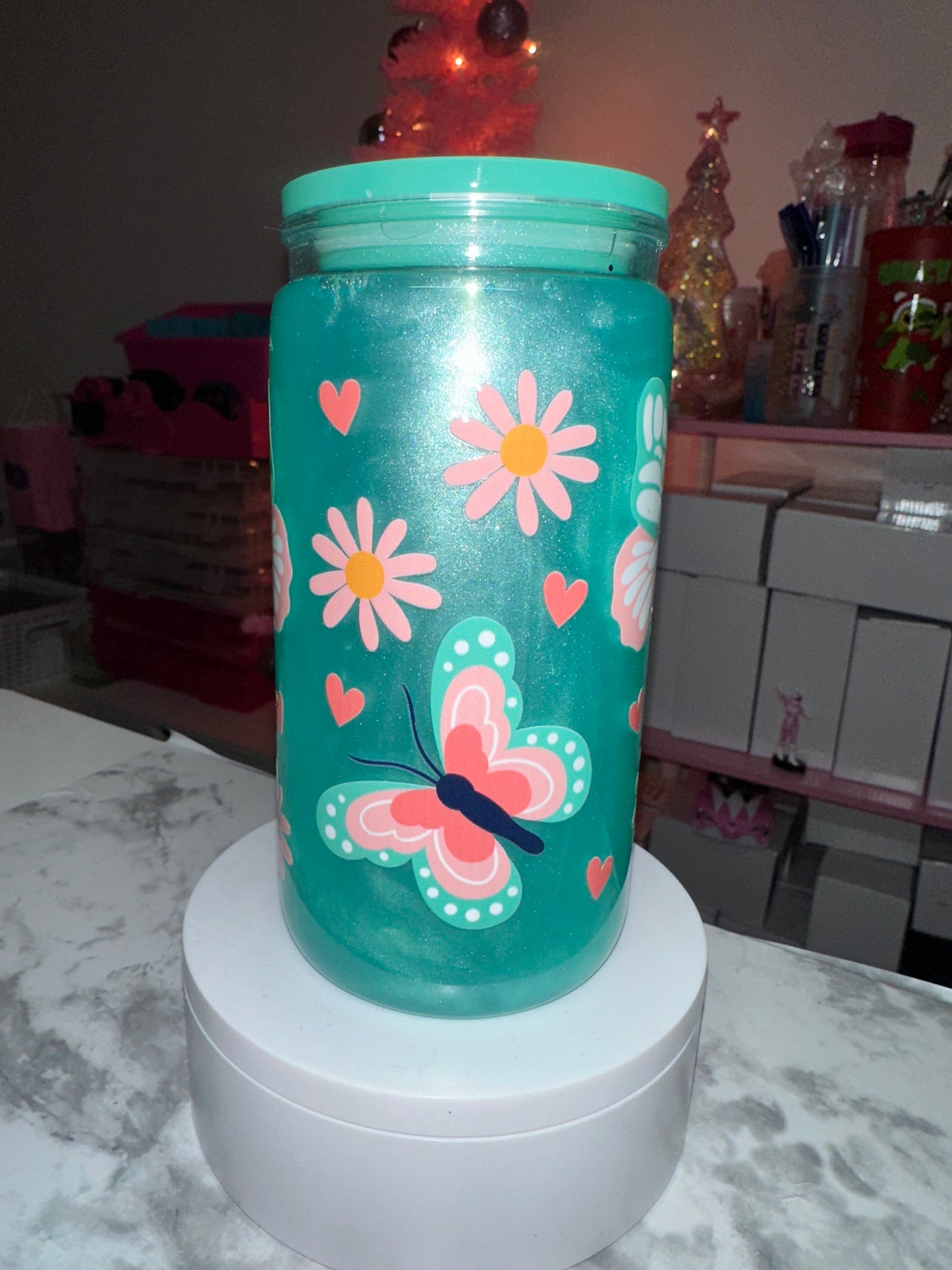 Green Butterfly Snow Globe
