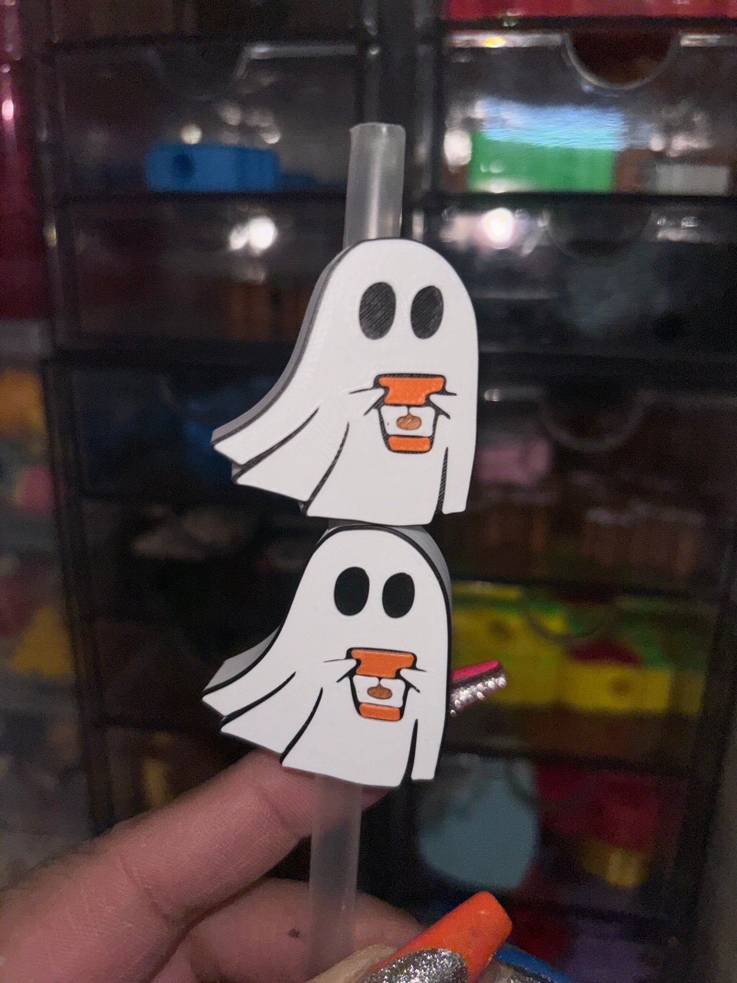 Ghostie w/ Pumpkin Spice Coffee 3D Straw Topper