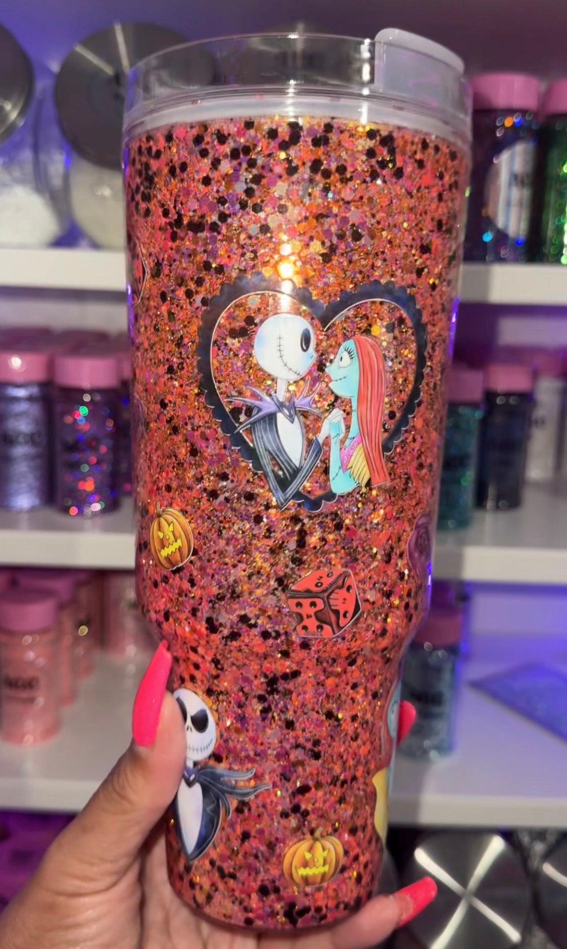 J&S Glitter Snow Globe Tumbler