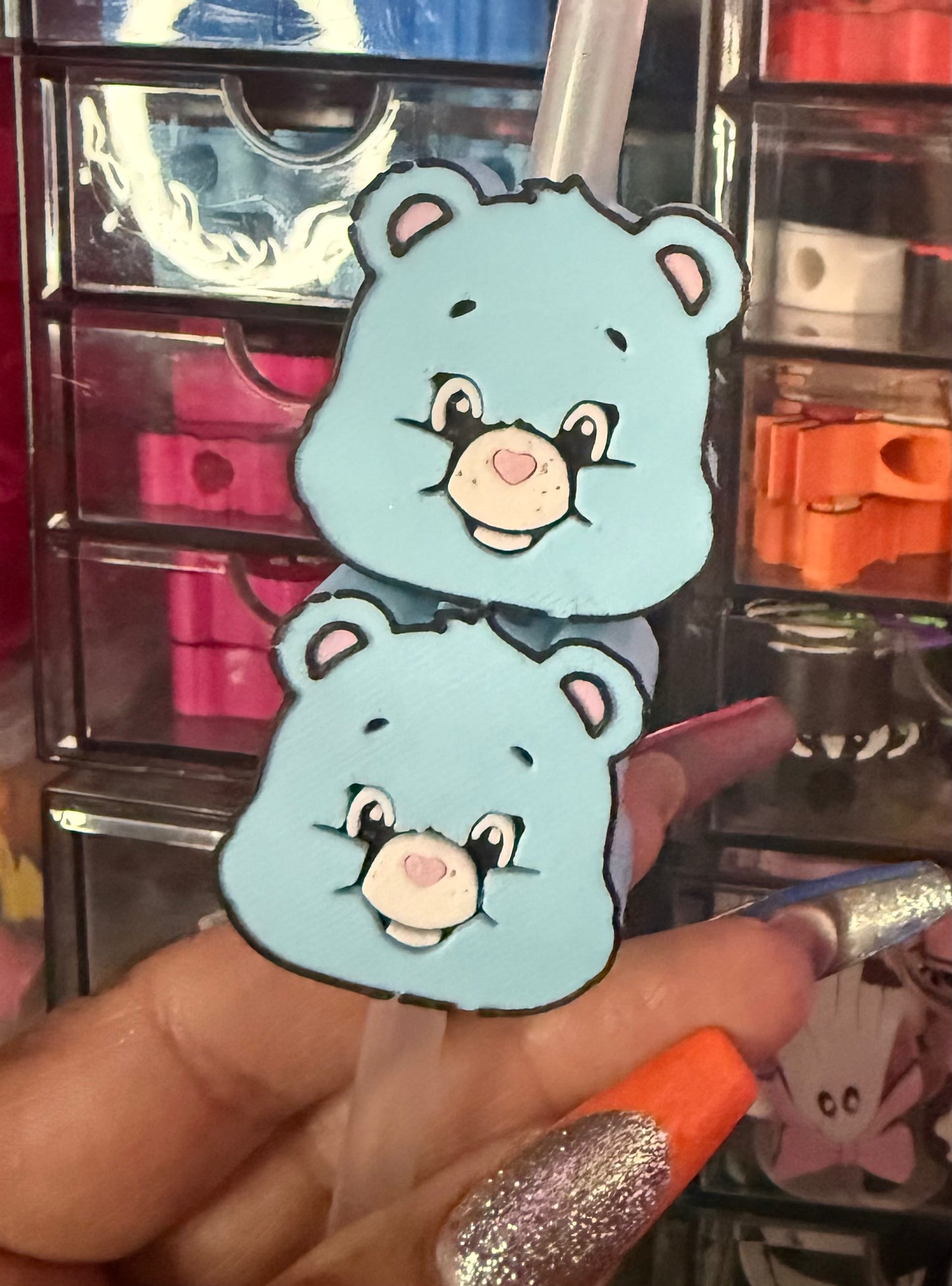 Light Blue Care Bear 3D Straw Topper