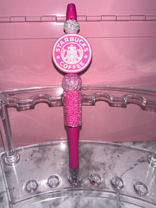 Pink Bling Starbies Focal Beaded Pen