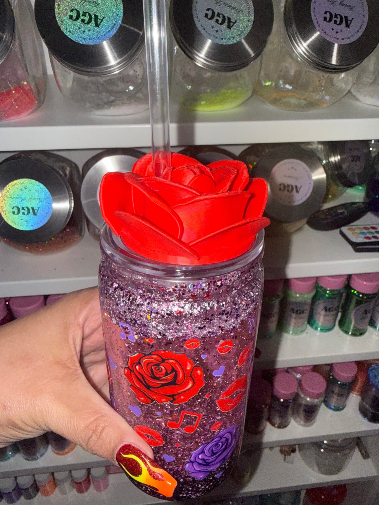 Pink Rose 3D Lid Topper (16/20oz only)