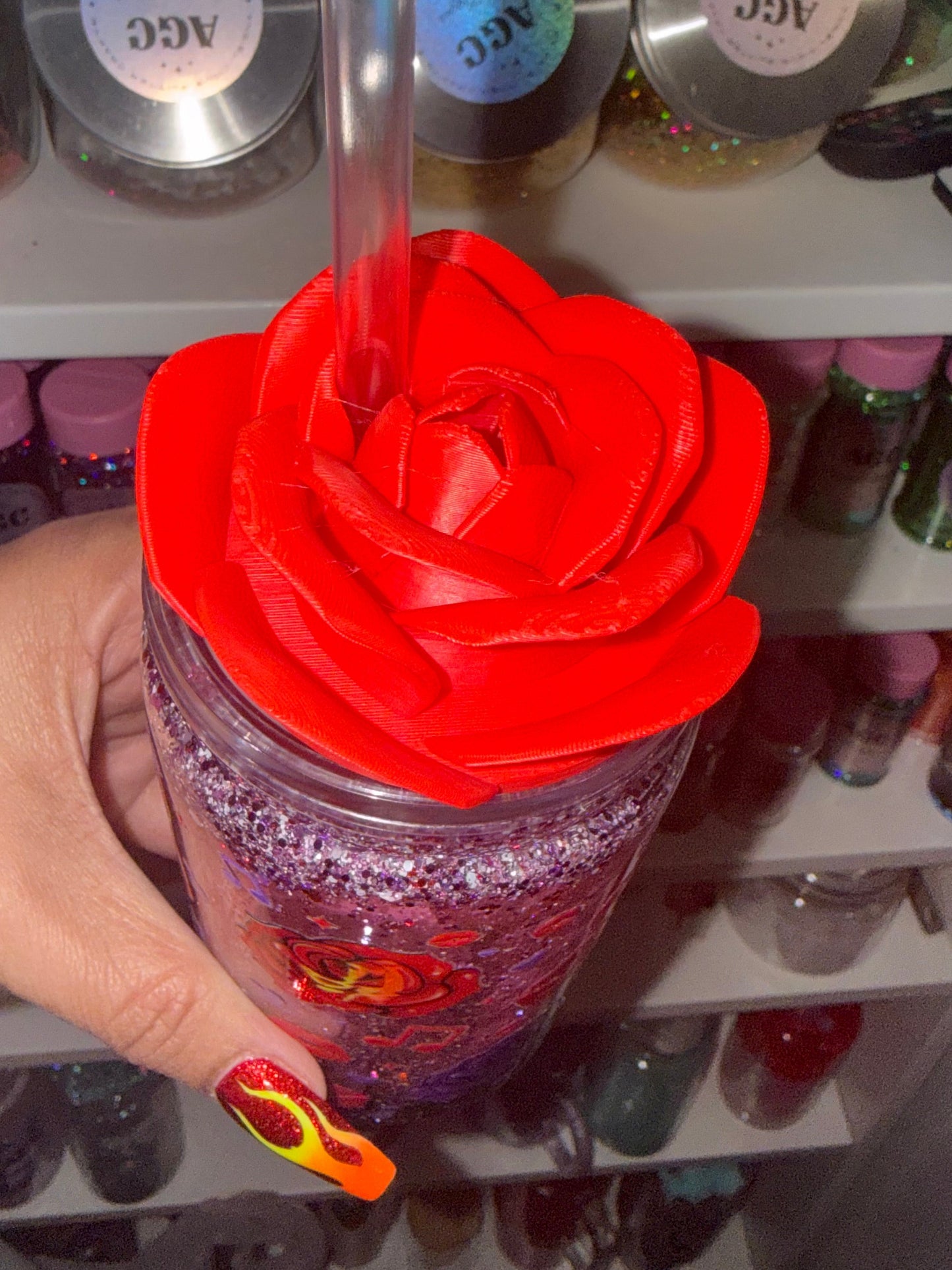 Pink Rose 3D Lid Topper (16/20oz only)