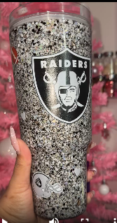 Raiders Glitter Snow Globe Tumbler